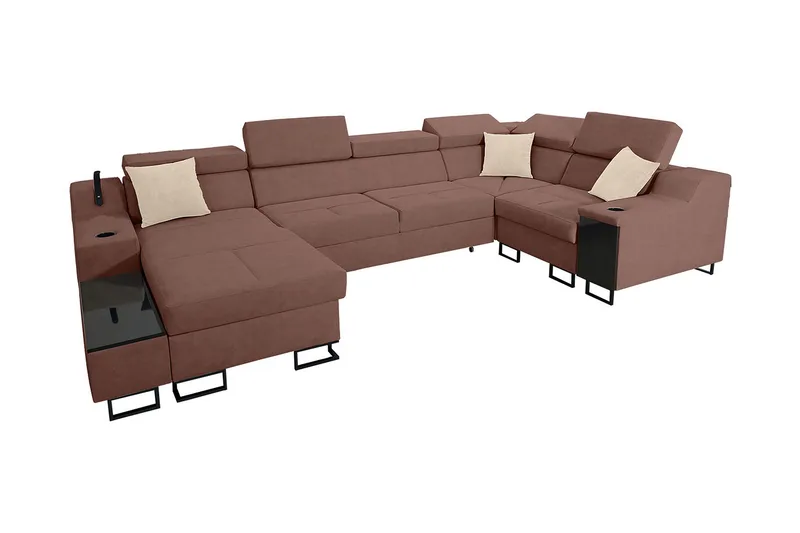 Seginus Hörnbäddsoffa m. Divan 5-sits 268x127, Rosa