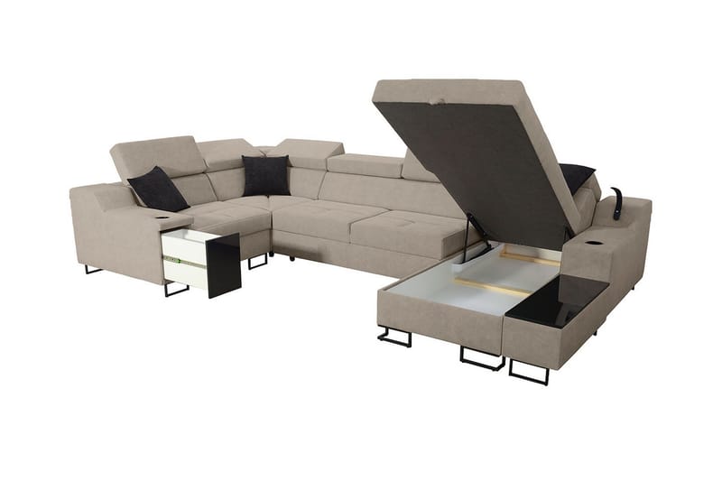Seginus Hörnbäddsoffa m. Divan 5-sits 268x127 - Svart - Möbler - Soffa - Bäddsoffa