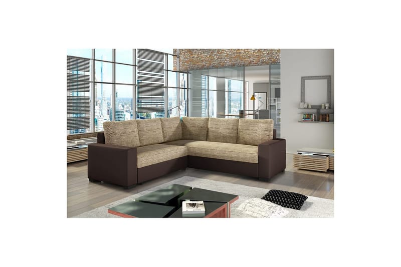 Sektion Eltap Canis 235x235x89 cm - Berlin 03, Soft 66, Beige, Mörkbrun - Möbler - Soffa - Bäddsoffa