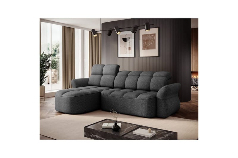 Sektionssoffa Eltap Beneth 301x115x185 cm - Breona 04, Grå, Vänster - Möbler - Soffa - Bäddsoffa
