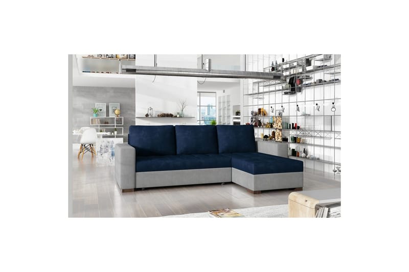 Sektionssoffa Eltap Newark 237x150x90 cm, Kronos 09, Paros 05, Mörkblå, Ljusgrå