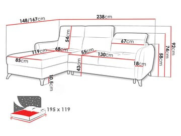 Sies 3-sits Bäddsoffa divan höger med förvaring - grå - Möbler - Soffa - Bäddsoffa