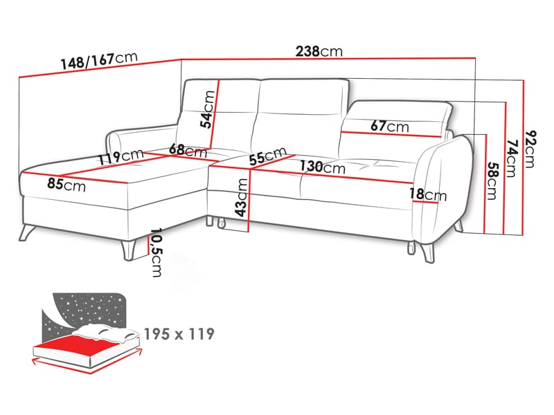 Sies 3-sits Bäddsoffa divan höger med förvaring - Möbler - Soffa - Bäddsoffa