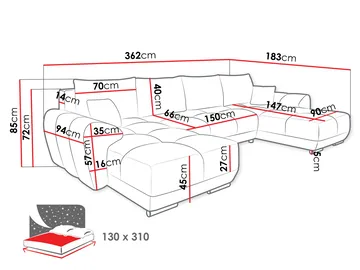 Simerly U-formad 5-sits Bäddsoffa med förvaring - grå - Möbler - Soffa - Bäddsoffa