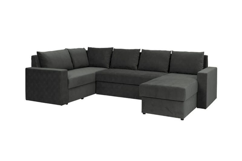 Staffin 4-sits Höger U-formad Hörnbäddsoffa 140x270 cm med Förvaring i Tygklädsel, Mörkgrå