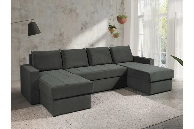 Staffin 4-sits Hörnbäddsoffa Dark grey - Möbler - Soffa - Bäddsoffa
