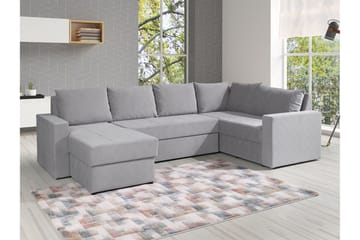 Staffin 4-sits Vänster U-formad Hörnbäddsoffa 140x270 cm med Förvaring i Tyg - Grå - Möbler - Soffa - Bäddsoffa