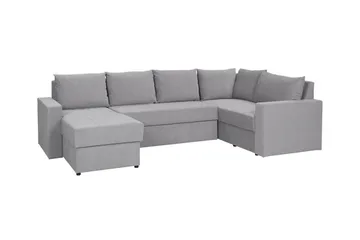 Staffin 4-sits Vänster U-formad Hörnbäddsoffa 140x270 cm med Förvaring i Tyg - Grå - Möbler - Soffa - Bäddsoffa