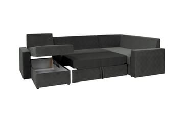 Staffin 4-sits Vänster U-formad Hörnbäddsoffa 140x270 cm med Förvaring i Tyg - Mörkgrå - Möbler - Soffa - Bäddsoffa
