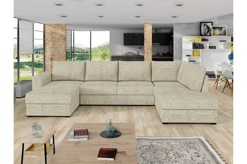 Taberk Bäddsoffa med Divan och Schäslong 4-sits - Beige - Möbler - Soffa - Bäddsoffa