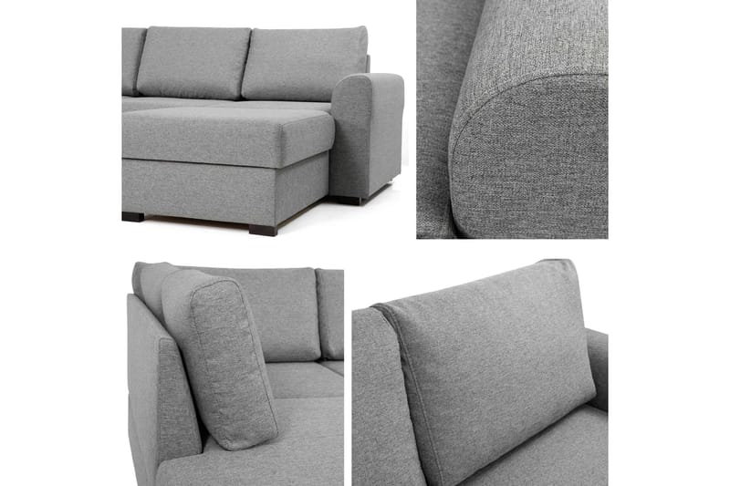 Taberk Bäddsoffa med Divan och Schäslong 4-sits - Grå - Möbler - Soffa - Bäddsoffa