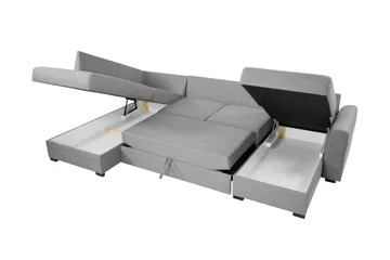 Taberk Bäddsoffa med Divan och Schäslong 4-sits - Grå - Möbler - Soffa - Bäddsoffa