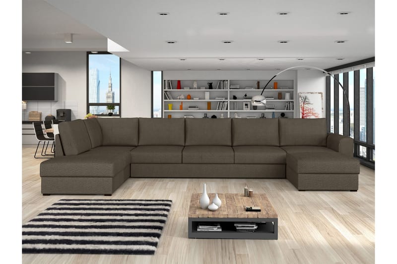Taberk Bäddsoffa med Divan och Schäslong 5-sits - Brun - Möbler - Soffa - Bäddsoffa
