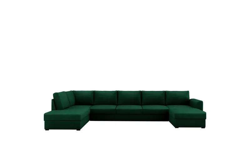 Taberk Bäddsoffa med Divan och Schäslong 5-sits, Grön