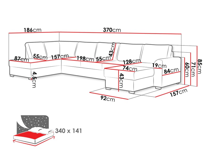Taberk Large 6-sits U-Soffa med Divan Vänster - Möbler - Soffa - Bäddsoffa