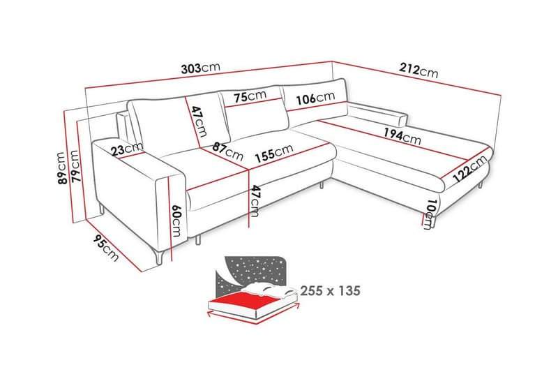 Talby 3-sits Hörnbäddsoffa - Möbler - Soffa - Bäddsoffa
