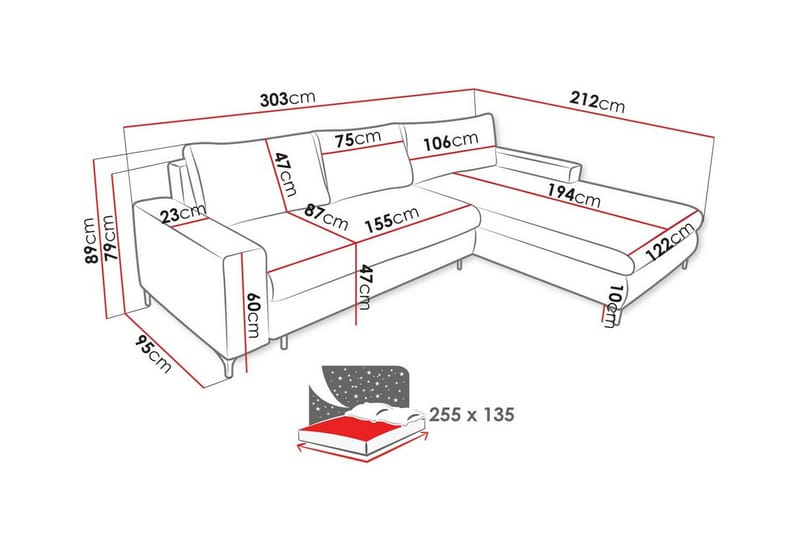 Talby 3-sits Hörnbäddsoffa - Möbler - Soffa - Bäddsoffa