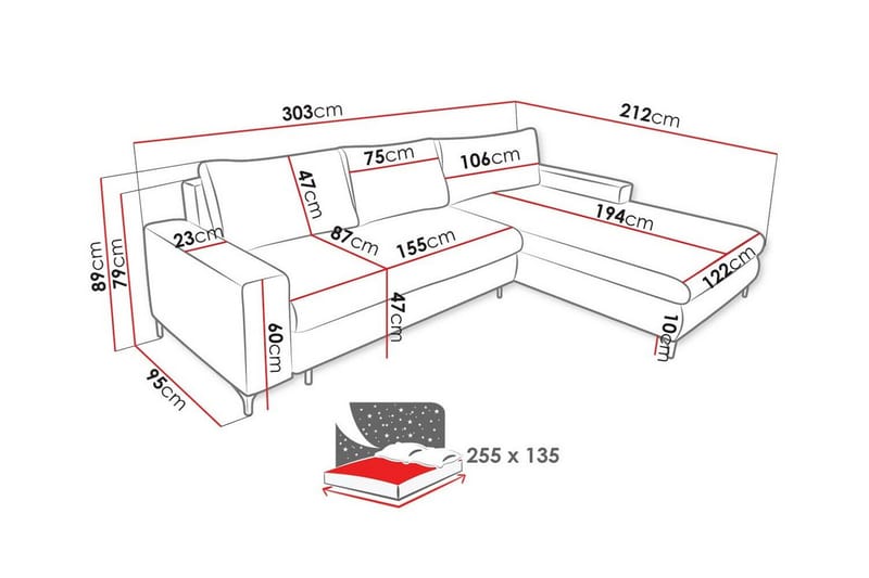 Talby 3-sits Hörnbäddsoffa - Möbler - Soffa - Bäddsoffa