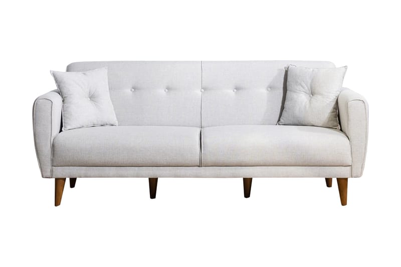 Tamatha 3-sits Bäddsoffa med Divan i Tyg med Träben, Ljusgrå