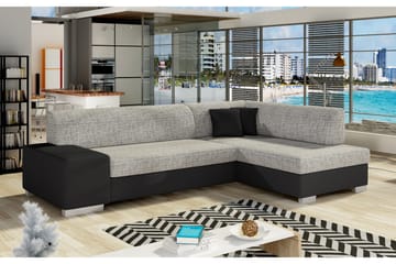 Tietaz Bäddsoffa med Divan - Grå/Svart - Möbler - Soffa - Bäddsoffa