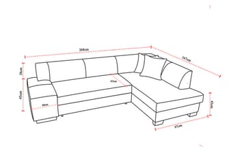 Tietaz Bäddsoffa med Divan - Grå/Svart - Möbler - Soffa - Bäddsoffa