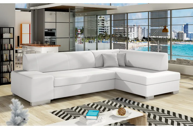 Tietaz Bäddsoffa med Divan - Vit - Möbler - Soffa - Bäddsoffa