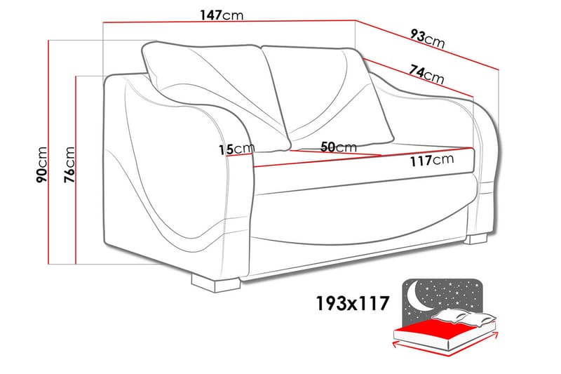 Tina Bäddsoffa 147x74x90 cm - Brun - Möbler - Soffa - Bäddsoffa