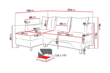 Tom Divanbäddsoffa 215x133x72 cm - Beige/Brun/Vit - Möbler - Soffa - Bäddsoffa