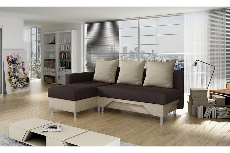 Tom Divanbäddsoffa 215x133x72 cm - Beige/Brun/Vit - Möbler - Soffa - Bäddsoffa