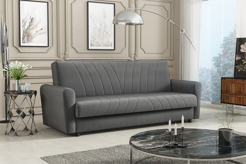 Torskudden Längsb äddad Bäddsoffa 115x190 cm med Förvaring i Tyg - Grå - Möbler - Soffa - Bäddsoffa