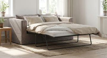 Travstad 3-sits Bäddsoffa med HVILA Bäddmadrass 140x200 cm Polyesterskum med Tvättbar klädsel - Grå - Möbler - Soffa - Bäddsoffa
