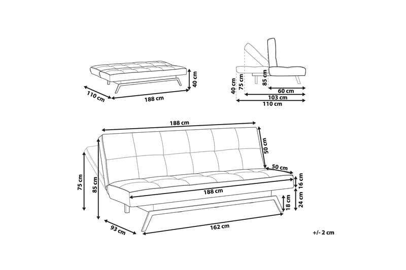 Tripta Bäddsoffa 3-sits - Svart/Vit - Möbler - Soffa - Bäddsoffa