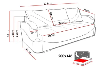 Turbo Bäddsoffa 200x96x90 cm - Brun/Grå - Möbler - Soffa - Bäddsoffa