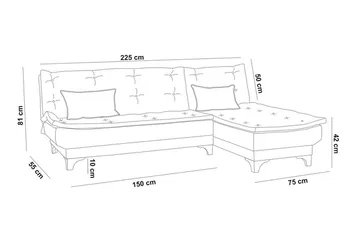 Turso Bäddsoffa med Divan Höger - Blå - Möbler - Soffa - Bäddsoffa