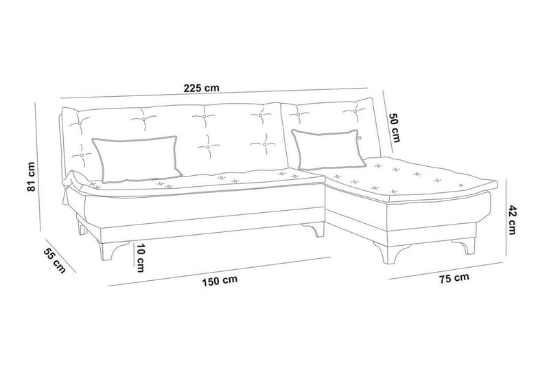 Turso Bäddsoffa med Divan Höger - Blå - Möbler - Soffa - Bäddsoffa