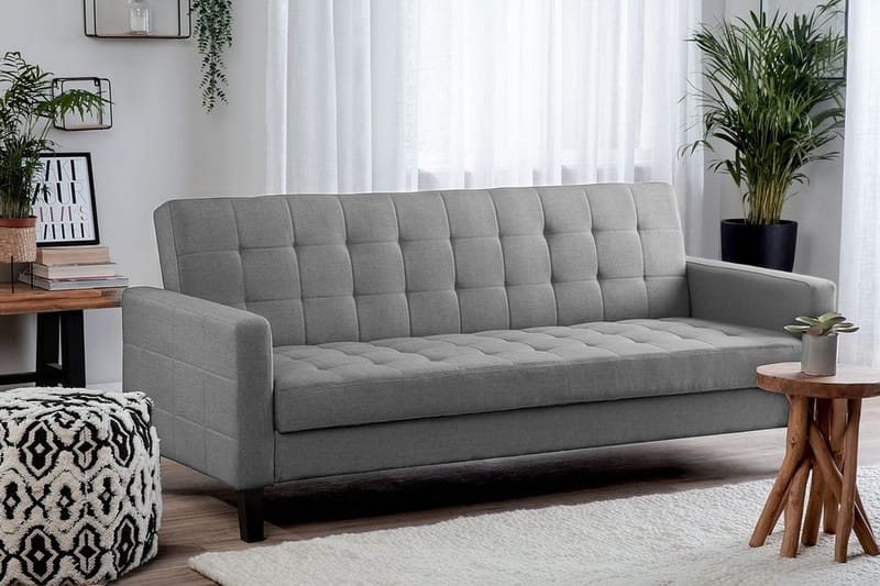 Vehkoo 3-sits Bäddbar Fällbar Rektangulär Bäddsoffa i Tyg - Grå - Möbler - Soffa - Bäddsoffa