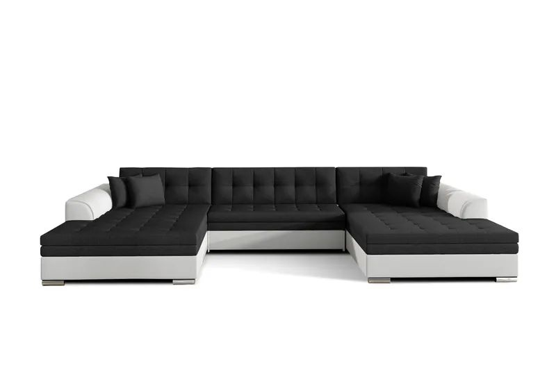 Ventolia Hörnbäddsoffa Universal, Svart/Vit