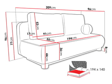 Villoruela Bäddsoffa 3-sits - Vit - Möbler - Soffa - Bäddsoffa