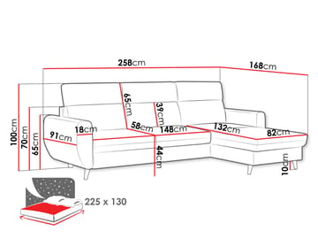 Vylon 3-sits Bäddsoffa med divan - beige - Möbler - Soffa - Bäddsoffa