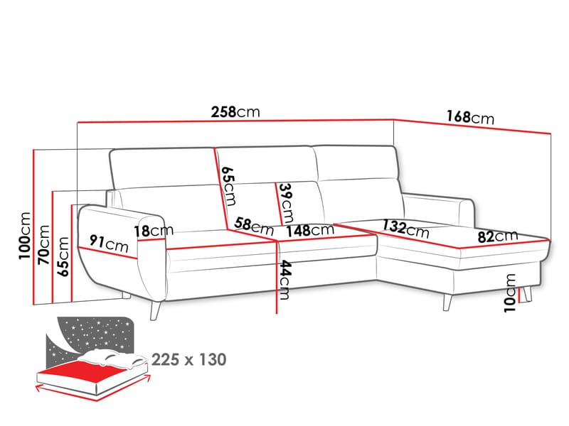 Vylon 3-sits Bäddsoffa med divan - beige - Möbler - Soffa - Bäddsoffa