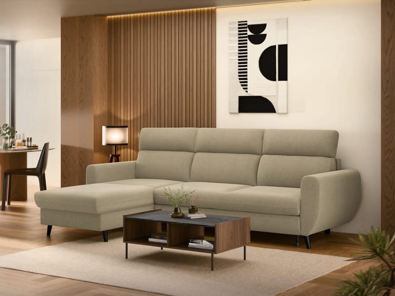 Vylon 3-sits Bäddsoffa med divan - Beige - Möbler - Soffa - Bäddsoffa