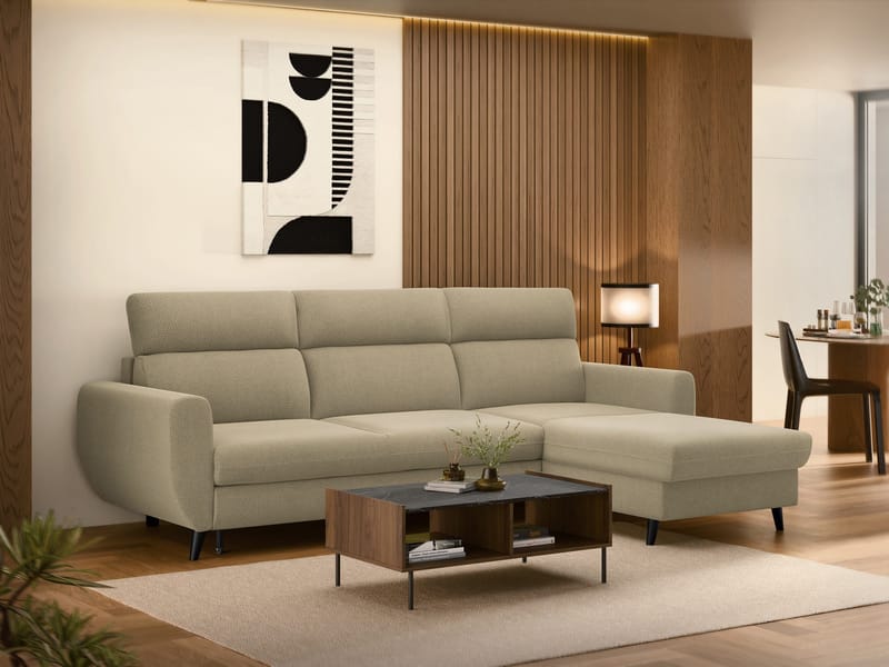 Vylon 3-sits Bäddsoffa med divan - Beige - Möbler - Soffa - Bäddsoffa