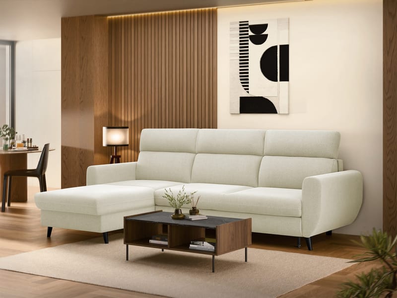 Vylon 3-sits Bäddsoffa med divan - beige - Möbler - Soffa - Bäddsoffa