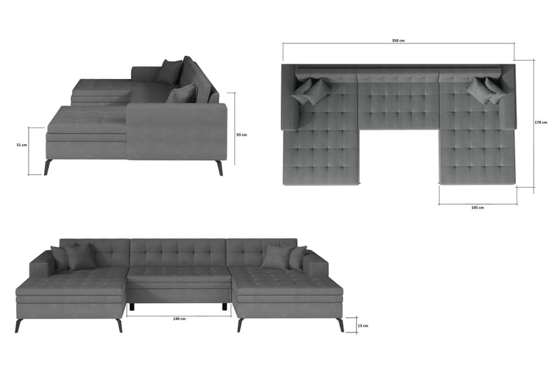 Willows U-bäddsoffa Dubbeldivan - Beige - Möbler - Soffa - Bäddsoffa
