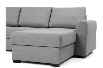 Wilma 6-sits Bäddsoffa med Schäslong i Tyg med Konstläderunderrede - Mellangrå - Möbler - Soffa - Bäddsoffa