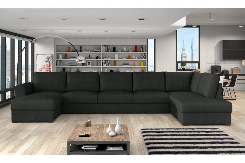 Wilma Bäddsoffa 141x340 cm med Förvaring i Tyg - Svart - Möbler - Soffa - Bäddsoffa