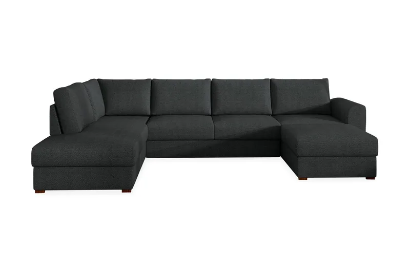 Wilma Stor 6-sits U-formad Bäddsoffa med Förvaring, Svart