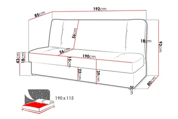 Zelka 3-sits Bäddsoffa - Grå - Möbler - Soffa - Bäddsoffa