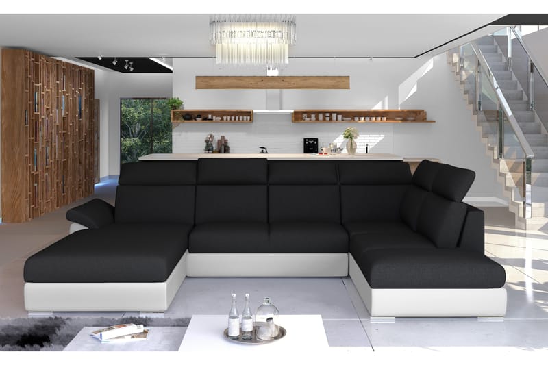 Zoana Bäddsoffa med Dubbeldivan - Svart/Vit - Möbler - Soffa - Bäddsoffa