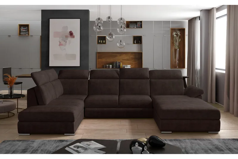 Zoana U-Bäddsoffa Höger, Brun